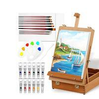 Без бренда «Набор подарочный «Две картинки» 27 предметов: этюдник 35 см из бука, краски акрил 12x12 мл, 2 холста 22x30 на мдф, 10 кистей, мастихин, палитра» в Омске в интернет-магазине Без бренда «Набор подарочный «Две картинки» 27 предметов: этюдник 35 см из бука, краски акрил 12x12 мл, 2 холста 22x30 на мдф, 10 кистей, мастихин, палитра» в Омске