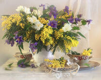 Без бренда «Натюрморт из мимоз и колокольчиков (20шт)» в Омске 
