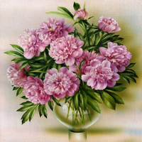 Без бренда «Пионы в круглой прозрачной вазе (20шт)» в Омске 