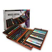 Без бренда «Оптовая коробка 5 шт.: Художественный набор (174 предмета) в деревянном чемоданчике» в Омске 