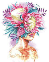 Без бренда «Портрет девушка с оригинальными цветами на голове» в Омске 