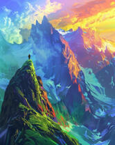 Вид на вершину горы на закате (худ. Яковец Е.)