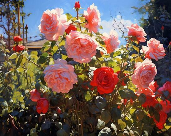 Алмазная мозаика 40x50 Розовые розы в утреннем свете