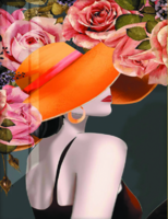 Без бренда «Дама в яркой шляпе и розы» в Омске  в интернет-магазине  Без бренда «Дама в яркой шляпе и розы» в Омске