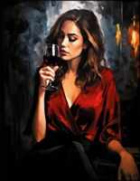 Без бренда «Девушка в красном платье с бокалом вина» в Омске  в интернет-магазине  Без бренда «Девушка в красном платье с бокалом вина» в Омске