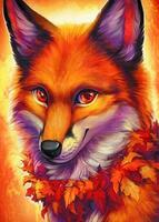 Без бренда «Хитрая лиса с осенним венком» в Омске  в интернет-магазине  Без бренда «Хитрая лиса с осенним венком» в Омске